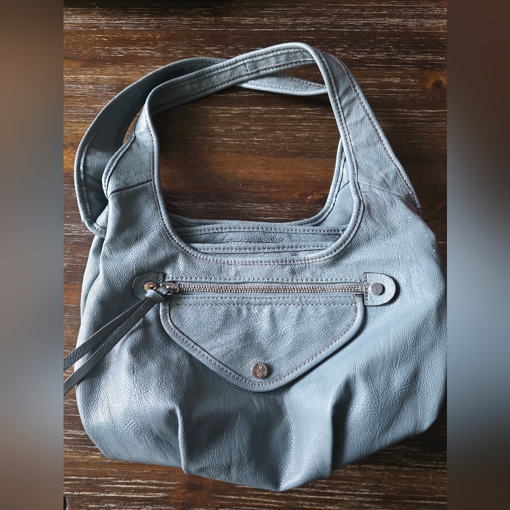 Stylish Gray Leather Shoulder Bag